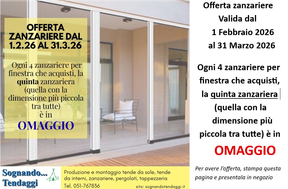 Offerta zanzariere a Bologna febbraio-marzo 26 da Sognando Tendaggi